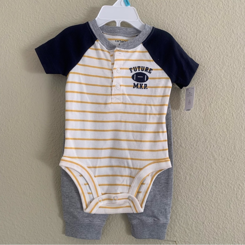 NWT Carters Baby 2-piece set | 6-month | Football Onesie | Baby Super Bowl Set